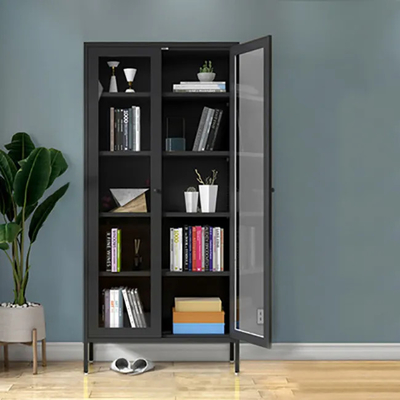 Szafka stalowa 2-drzwiowa szafka na książki do salonu z metalową nogą