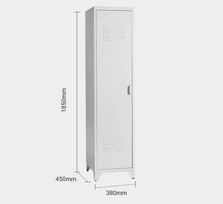 Wysokość 1850 mm Stalowa szafka do przechowywania Płaskie opakowanie 0,05 CBM Nogi stojące z pojedynczymi drzwiami