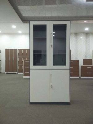 Stalowa szklana dwudrzwiowa szafka na dokumenty biurowe powalona konstrukcja